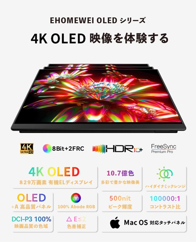 EHOMEWEI モバイルモニター WQXGA 16インチ 2K 2560x1600 QLED 量子